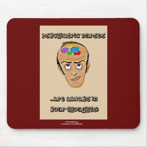 Psychiatric Nurses_Humor CartoonMental Blocks Mouse Pad