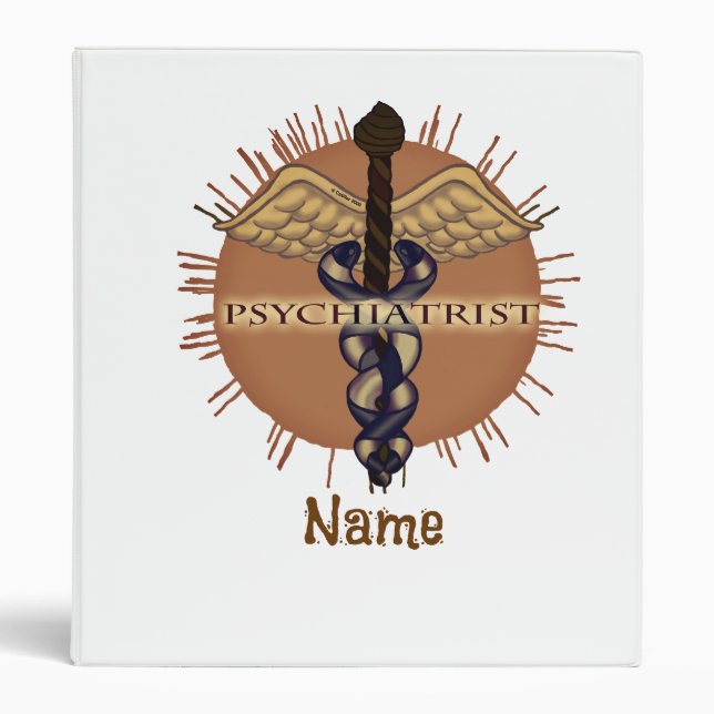 Psychiatrist caduceus  3 ring binder (Front)