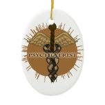 Psychiatrist Caduceus Oval Ceramic Ornament
