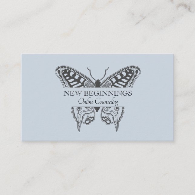 Psychiatrist Counselor Therapist Butterfly Blue Business Card (Front)