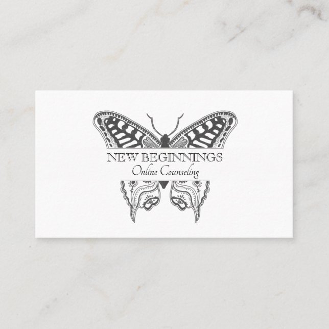 Psychiatrist Counselor Therapist Butterfly Business Card (Front)