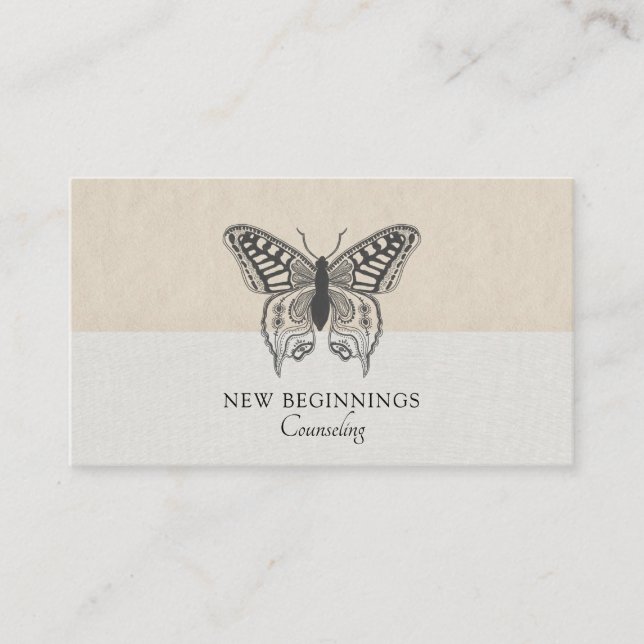 Psychiatrist Counselor Therapy Butterfly Business  Card (Front)