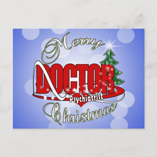 PSYCHIATRIST DOCTOR MERRY CHRISTMAS HOLIDAY POSTCARD (Front)
