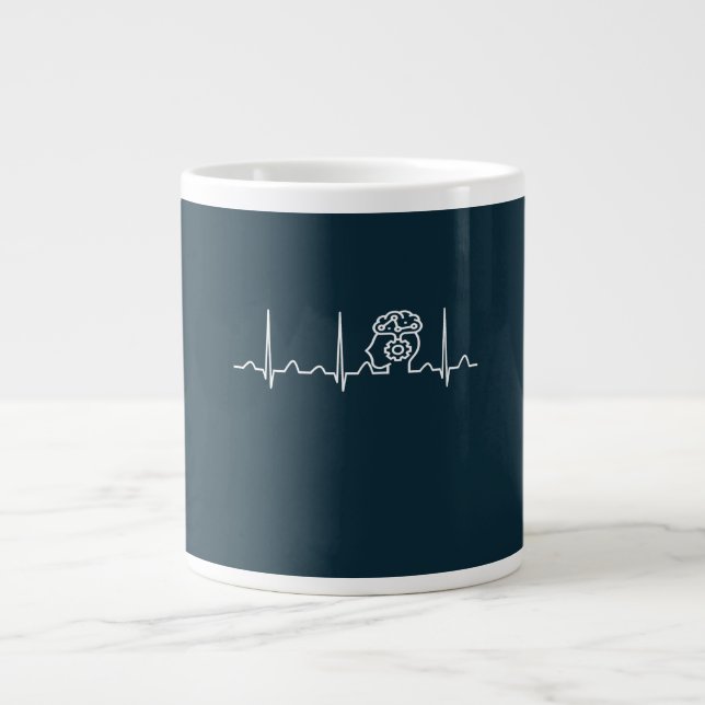 Psychiatrist Heartbeat Giant Coffee Mug (Front)