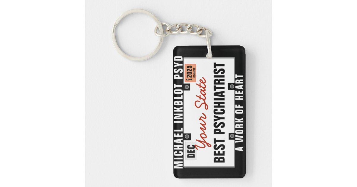 Psychiatrist License Plate Keychain Zazzle