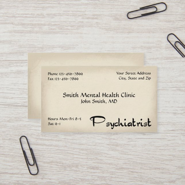 Psychiatrist Mental Health Business Card (Front/Back In Situ)