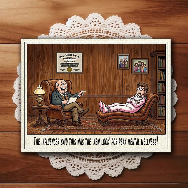 Psychiatrist Office Humor Cartoon Postcard (Creator Uploaded)