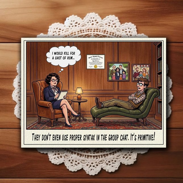 Psychiatrist Office Humor Cartoon Postcard (Creator Uploaded)