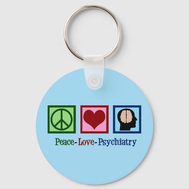 Psychiatrist Peace Love Psychiatry Keychain (Front)