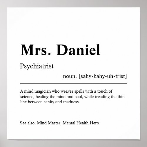 Psychiatrist Personalized Gift Poster