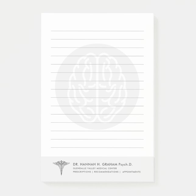 Psychiatrist Psychologist Customizable Lined Post-it Notes (Front)