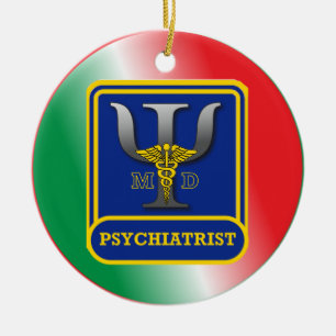 Psychiatrist Shield Custom Ceramic Ornament