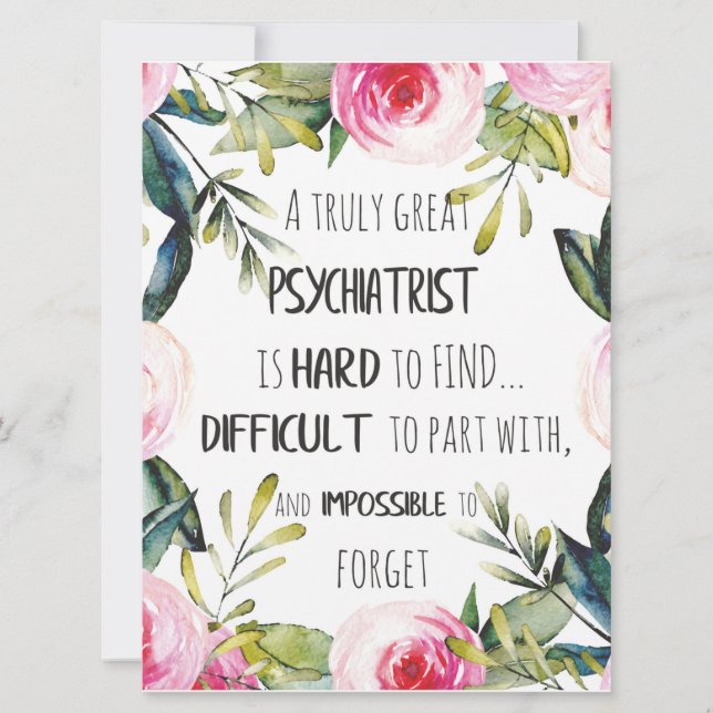 Psychiatrist Thank you quote Gift Idea Card (Front)