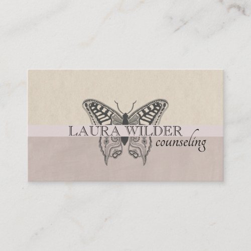 Psychiatrist Therapist  Illustrated Butterfly Business Card