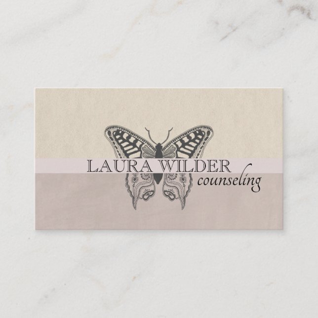 Psychiatrist Therapist  Illustrated Butterfly Business Card (Front)