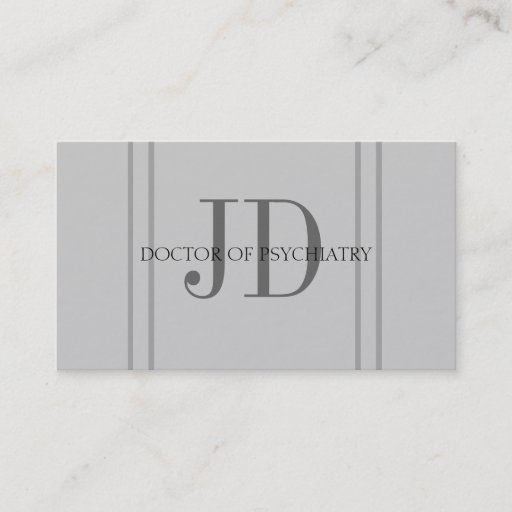 Customizable Psychiatrist Vert Stripe Grey Business Cards