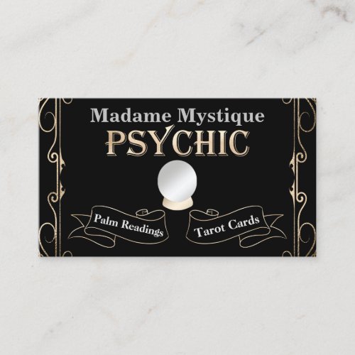 Psychic Crystal Ball Gold and Black Business Card