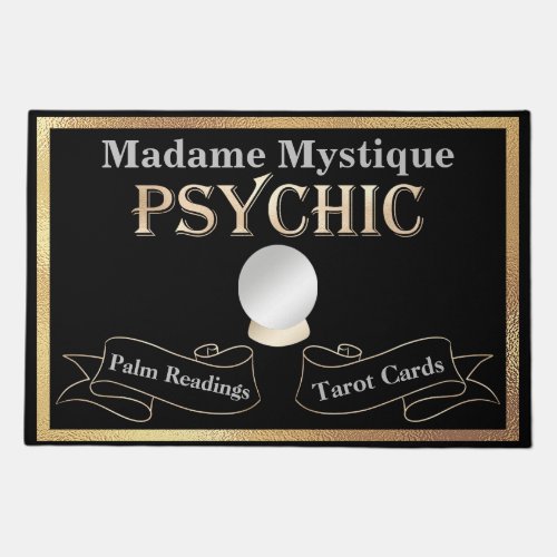 Psychic Crystal Ball Gold and Black Doormat