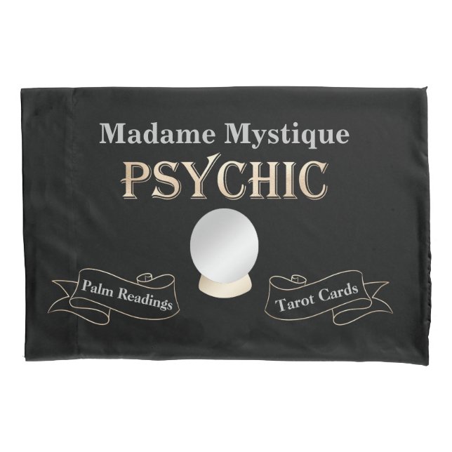 Psychic Crystal Ball Gold and Black Pillow Case (Front)
