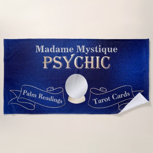 Psychic Crystal Ball Gold and Blue Beach Towel