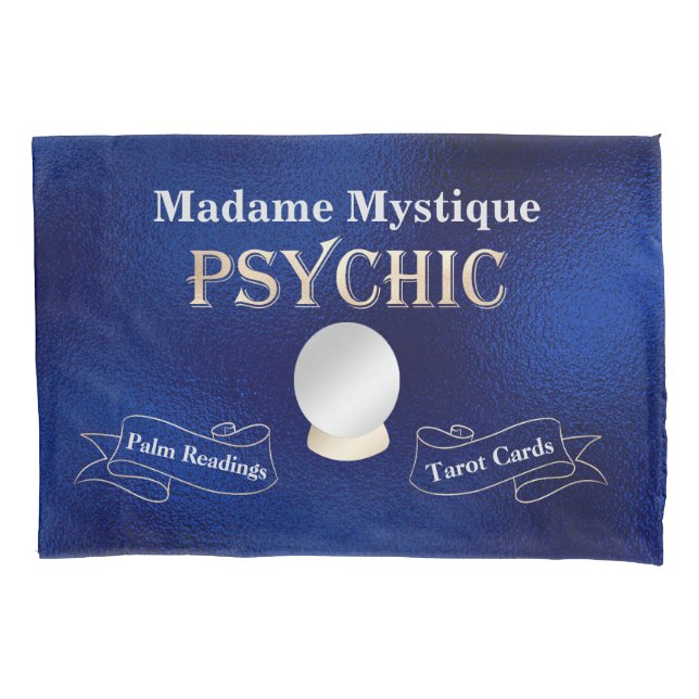 Psychic Crystal Ball Gold and Blue Pillow Case (Front)
