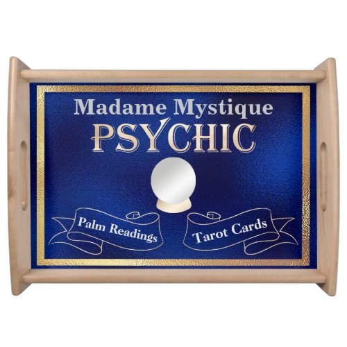 Psychic Crystal Ball Gold and Blue Serving Tray