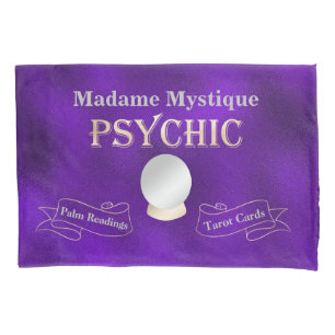 Psychic Crystal Ball Gold and Purple Pillow Case