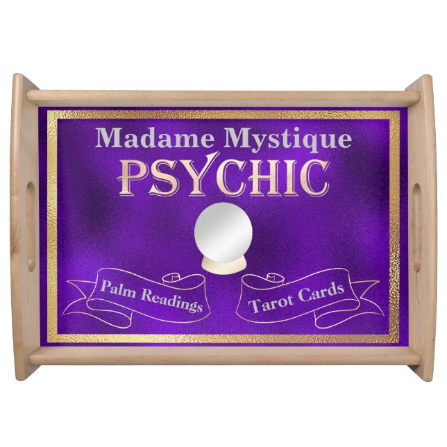 Psychic Crystal Ball Gold and Purple Serving Tray (Front)