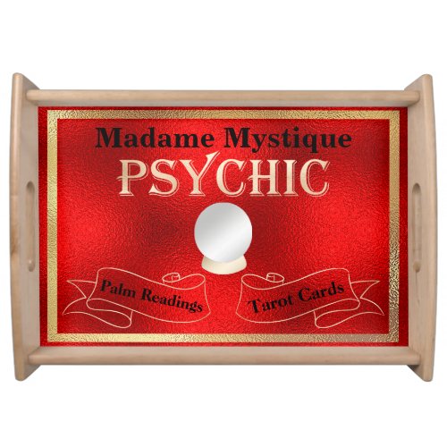 Psychic Crystal Ball Gold and Red Serving Tray