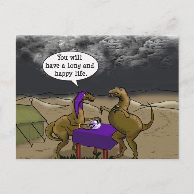 Psychic Dinosaur Fortune Teller Cartoon Postcard (Front)