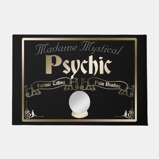 Psychic Fortune Teller Mystical Halloween in Gold Doormat (Front)