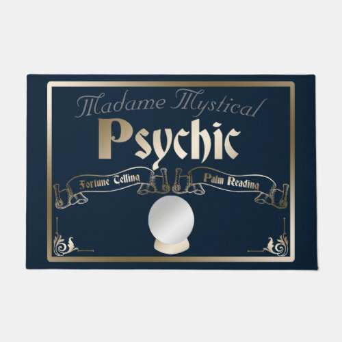 Psychic Fortune Teller Mystical in Gold and Navy Doormat