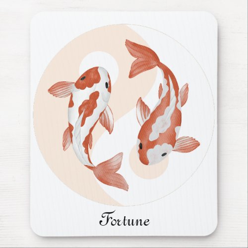 Psychic Lucky Zen Koi Fish in Bagua Fortune Mouse Pad