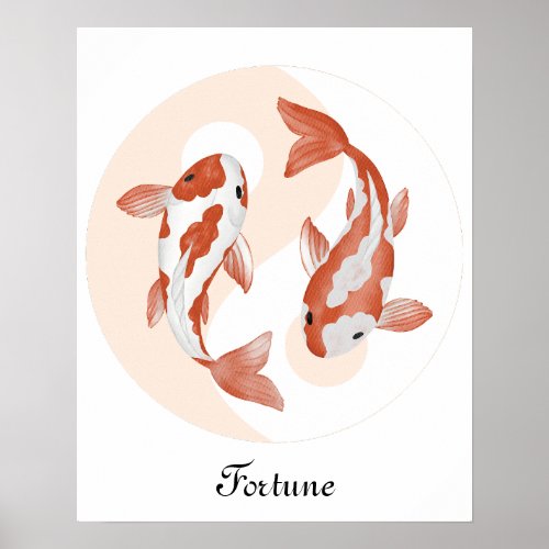 Psychic Lucky Zen Koi Fish in Bagua Fortune Poster