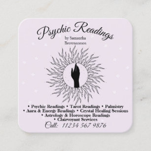 Psychic Medium Astrologist Massage Purple Healing Square Business Card
