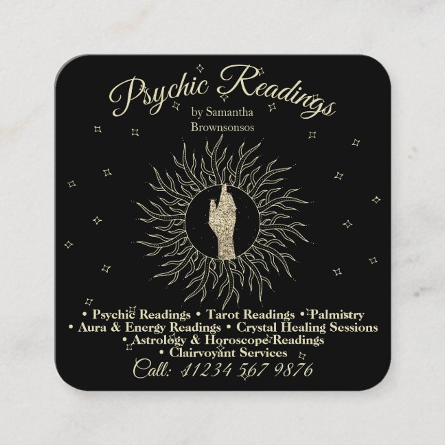 Psychic Medium Astrologist Massage Sepia Healing Square Business Card
