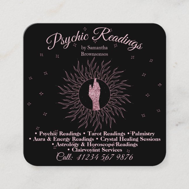 Psychic Medium Astrologist Massage Therapy Healing Square Business Card