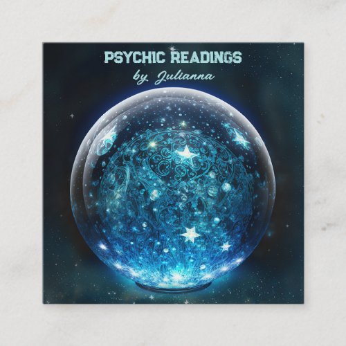 Psychic Medium Blue Crystal Ball Square Business Card