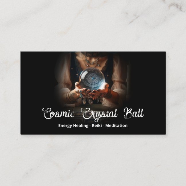 Psychic Medium Crystal Ball Woman Hands Business Card