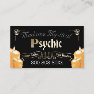Psychic Medium Fortune Teller in Gold with Candles Business Card
