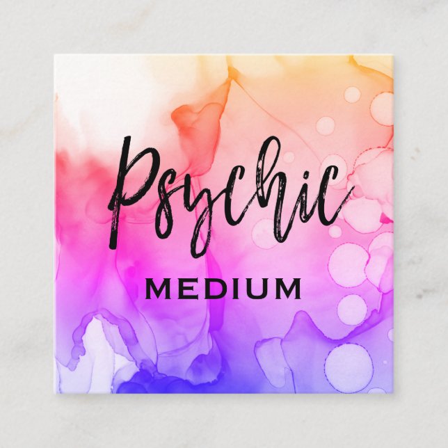 ** Psychic Medium Spirit Communication Watercolors Square Business Card (Front)