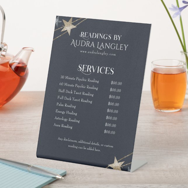 Psychic Medium, Tarot Reader Price List Pedestal Sign | Zazzle