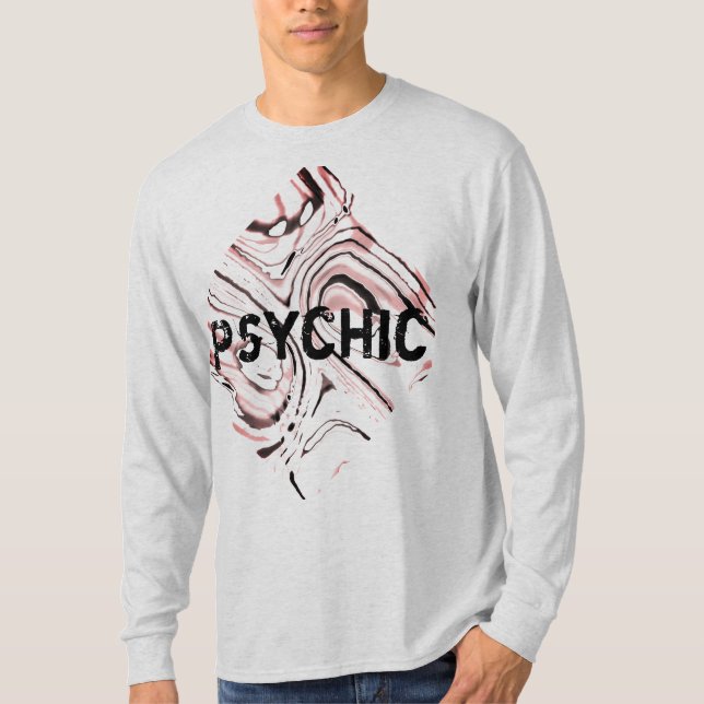 "Psychic" on Pink Black Abstract Art Design T-Shirt (Front)