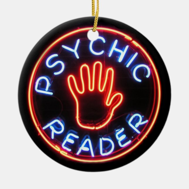 Psychic Reader Neon Sign Ceramic Ornament (Front)