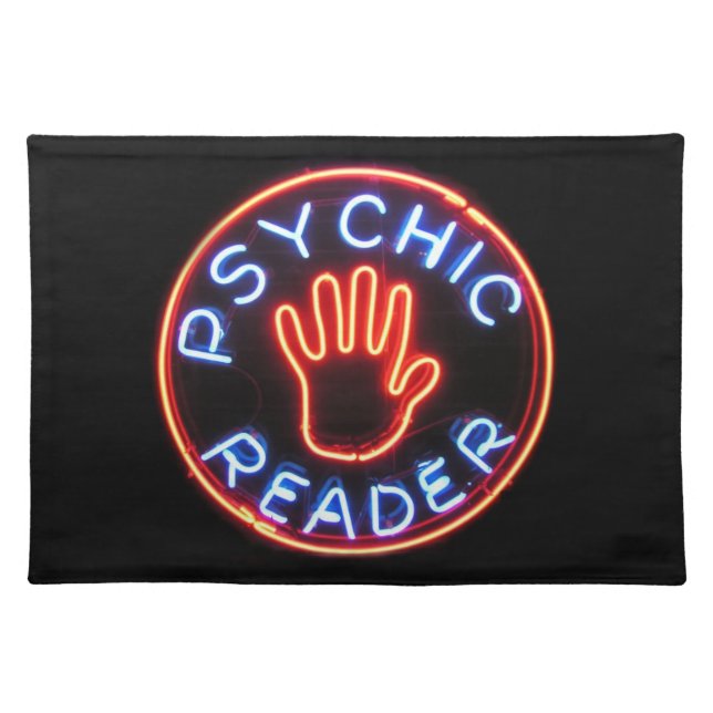 Psychic Reader Neon Sign Cloth Placemat (Front)