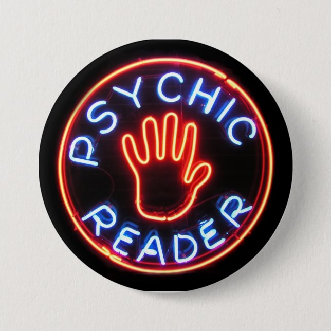 Psychic Reader Neon Sign Pinback Button (Front)