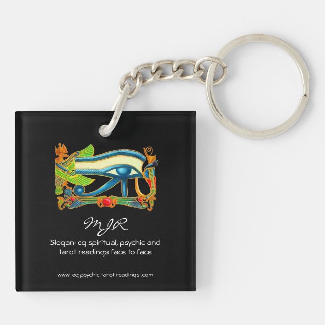 Psychic Reader with Mystic Eye of Horus logo Keychain (Back)