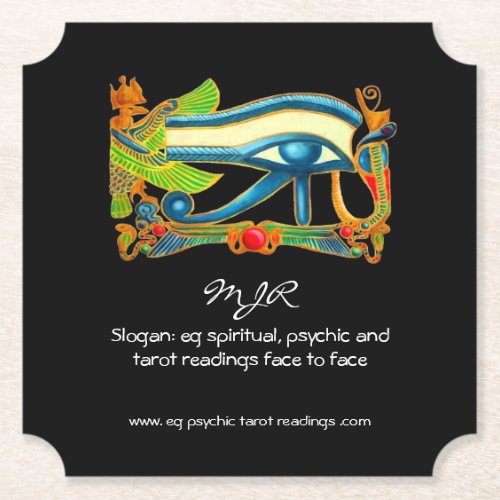 Psychic Reader with Mystic Eye of Horus logo Paper Coaster