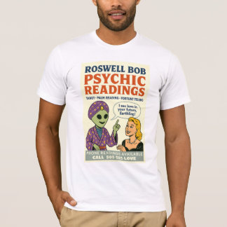 Psychic Readings Blonde Woman Roswell Aliens Retro T-Shirt