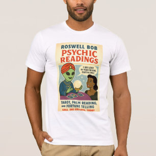 Psychic Readings Brunette Woman Roswell Aliens T-Shirt